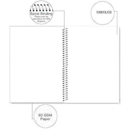 Premium 500 Pages Unruled Spiral Register Notebook (Plain Pages) | Set of 3 Notebooks
