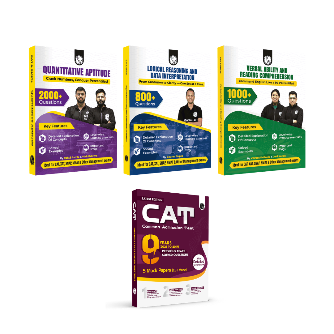 PW MBAWALLAH Latest Quantitative Aptitude, Verbal Ability & Reading Comprehension, Logical Reasoning & Data Interpretation, 9 Years Previous Year Papers | Combo Set of 4 Books | Ideal For CAT & OMETs